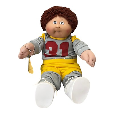 #ad Cabbage Patch Kids Boy Front Tooth Red Hair Brown Eyes Boy Football Sweatsuit $43.00