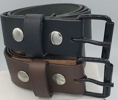 #ad Men#x27;s Real Genuine Leather Belt Brown amp; Black 1.5quot; Wide One Piece Leather Belt $14.99