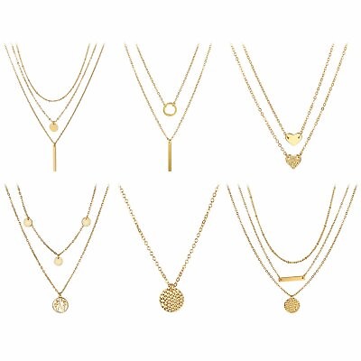 #ad 6pcs Boho Pendant Necklace Long Chain Gold Choker Collar Jewelry Xmas Gift Women $12.99