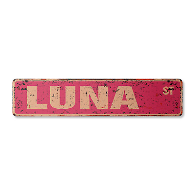 #ad LUNA Vintage Street Sign Childrens Name Room Metal Sign $13.99