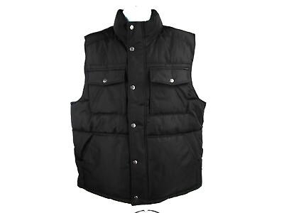 #ad Goodfellow amp; Co Men#x27;s Black Puffer Jacket Vest Corduroy Collar Casual Full Zip $34.00