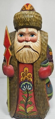 #ad Russian Hand Carved Painted Folk Santa Claus Father Christmas Bozena amp; Stefan 6quot; $140.00