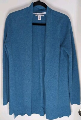 #ad Max Studio 100% 2 Ply Cashmere Open Long Blue Sweater Size M $35.00