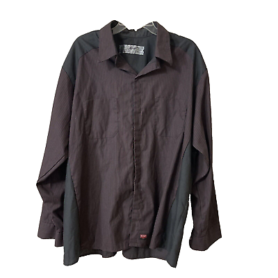 #ad Red Kap Mechanic Auto Tech Shirt Uniform Work Sz XXL Long Sleeve Image Wear $17.88