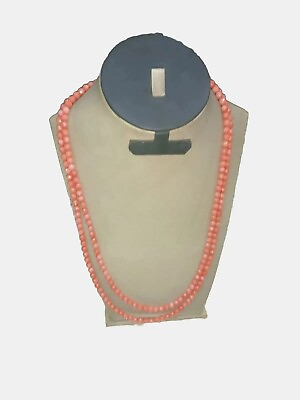 #ad Vintage Women#x27;s Jewelry Necklace Beads Natural orange coral 2 rowl 60 Gram $429.00