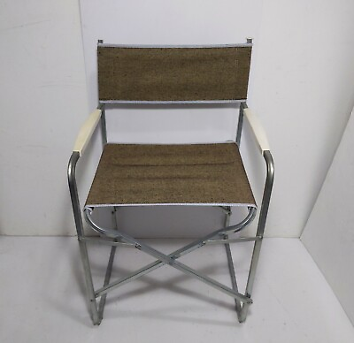 #ad Vintage Lerolin Mid Century Italian Folding Patio Camping RV Fish Chair Canvas $90.00