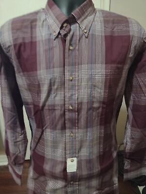 #ad NWT New Robert Stock Single Needle Tailoring L S Button Shirt Large L Purple $24.89