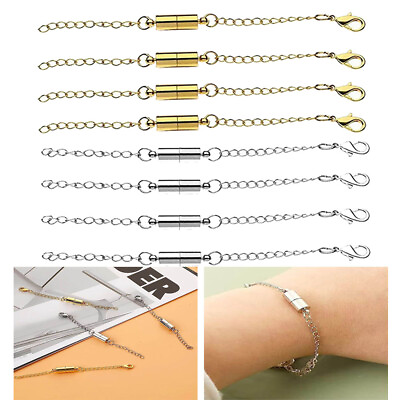 #ad 8Pcs Magnetic Necklace Extenders Necklace Clasps w Extender Chains Gift 2Colors $11.09