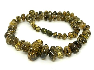 #ad AMBER NECKLACE Gift Yellow Dark Baltic Amber Beads Ladies Jewelry 288g 16307 $109.35