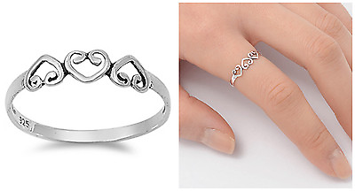 #ad Sterling Silver 925 PRETTY HEART LOVE BAND DESIGN PROMISE RING 4MM SIZES 3 10** $10.92