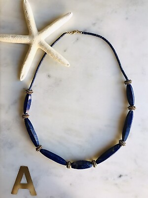 #ad Natural Healing BOHO Lapis Lazuli Hexagon Faceted Gemstone Necklace Stone Hippie $39.99