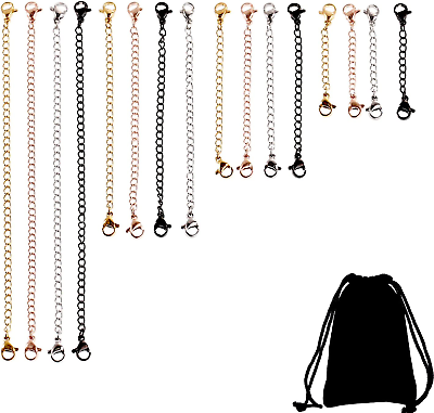 #ad 16 Pieces Necklace Extenders Black Jewelry Chain Extension Set for DIY Bracelet $13.94