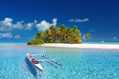 #ad Digital Image Picture Photo Wallpaper Background White Beach With Boat Landscape $0.99