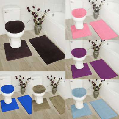#ad 3 Piece Bathroom Bath Mat Contour Rug Set with Toilet Lid Cover #6 $17.00