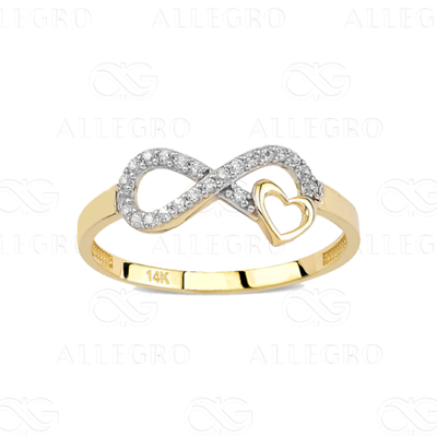 #ad 14k Solid Gold Infinity Ring • Heart Ring • Minimalist Real Ring • Heart Ring $250.79
