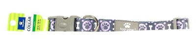 1 Count Top Paw Large 16quot; To 26quot; Paw Dot Bone Gray Purple Adjustable Collar $19.99