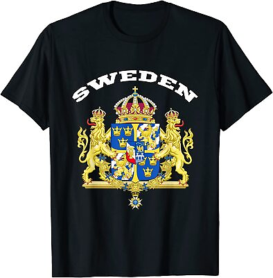 #ad NEW LIMITED Sweden Coat of Arms Souvenir Gift Flag Swedish T Shirt $18.99