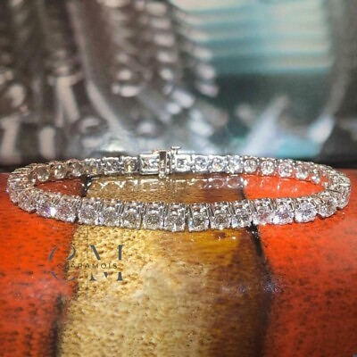 #ad Solid 14K White Gold 5 CT Round Cut Wedding Tennis Bracelet For Men#x27;s amp; Women $344.00