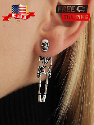 #ad Skeleton Skull Earrings For Women Party Fashion Halloween Gothic Jewelry Gift $3.99