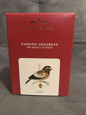 #ad Hallmark Keepsake Ornament 2021 Beauty of Birds Evening Grosbeak 17th #17 Series $11.93
