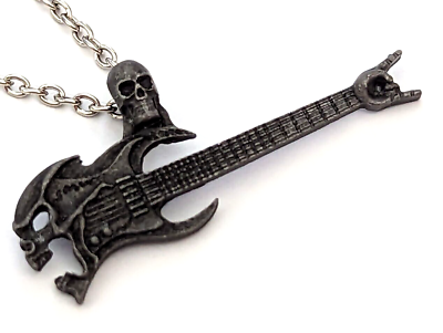 #ad New Mens Hard Rock N Roll Guitar Necklace Pendant Cool Biker Music Steel $8.88