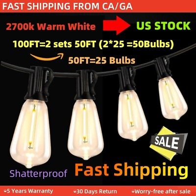#ad 25 Light 50 ft. Indoor Outdoor String Light with E12 2700K Warm White Plug In $72.49