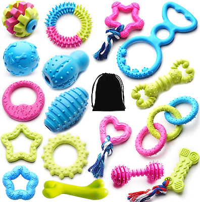 #ad Chew Toys for Small Dogs 17Pack Cute Varieties Durable Shapes Multi Color Design $36.45