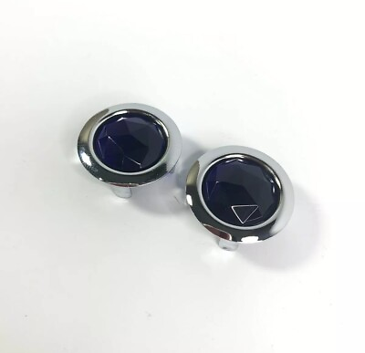 #ad Street Hot Rat Rod Glass Blue Dot w Chrome Metal Rings Rims Tail Light Dots $12.95