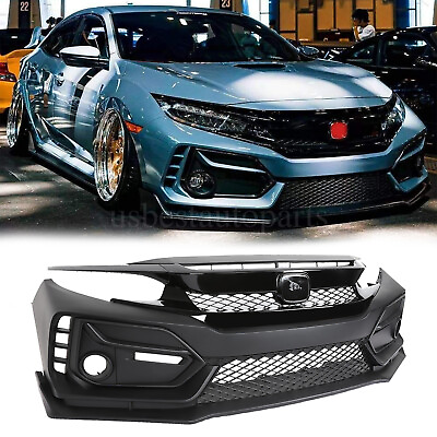 #ad Type R Style Front Bumper Cover Kit For 2016 2021 Honda Civic Sedan Coupe 10th $479.01