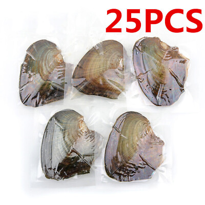 25pcs Individually Wrapped Oysters whith Natural Pearl Holiday Gift $19.55