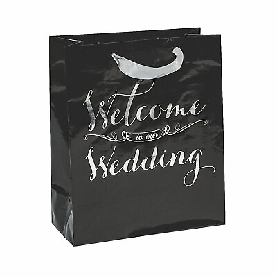 #ad Medium Elegant Black Wedding Gift Bags Party Supplies 12 Pieces $10.27