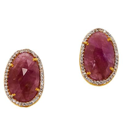 #ad Joya Goldtone 5.0ctw Genuine Deep Pink Sapphire and CZ Stud Earrings $41.19