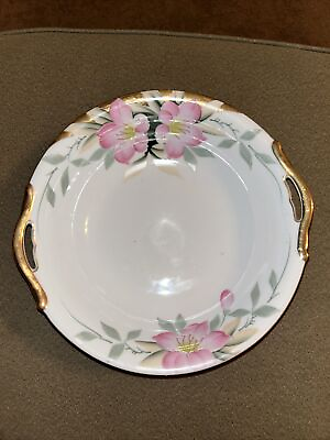 #ad Noritake Azalea Porcelain White Bowl Pink Floral Gold Trim Japan 9.5” $11.99