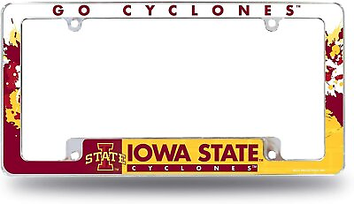 #ad Iowa State Cyclones University Metal License Plate Frame Tag Cover All Over... $21.99