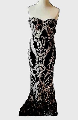 #ad Black Sparkly long Dress 6 GBP 33.00