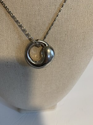 925 Sterling Silver Eternal Circle Pendant Necklace Love Eternity Gift READ $40.00
