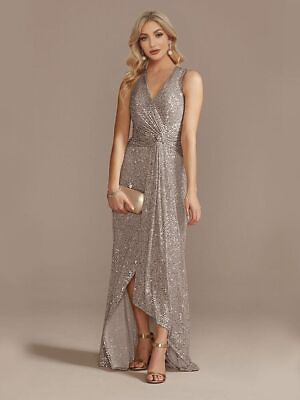 #ad Luxury Evening Dress Elegant Slit Party Women Wedding Sequins Formal Prom Dress $97.06