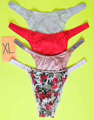 #ad Victoria#x27;s Secret VS Brazilian Rhinestone Assorted Panties Size XL Lot of 4 $53.99
