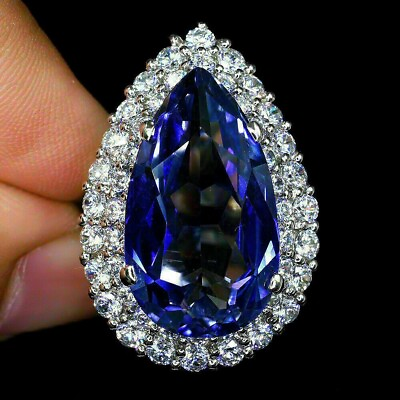 #ad Women#x27;s 4Ct Pear Cut Blue Tanzanite Diamond Engagement Ring 925 Sterling Silver $88.00