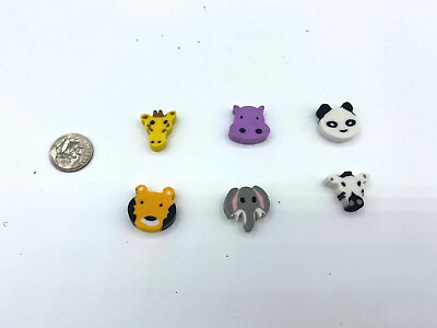 6 Exotic Animal Mini Erasers Fun Novelty Gift Assorted Animals $1.99