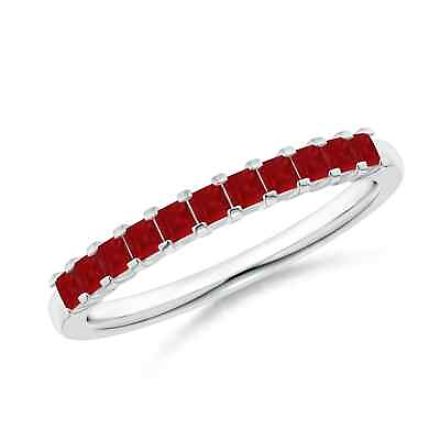 #ad ANGARA Square Ruby Semi Eternity Classic Wedding Band in 14K Solid Gold $548.10
