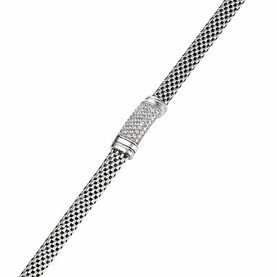 #ad 925 Solid Sterling Silver CZ Bar Italian Popcorn Chain Bracelet 7.5quot; $101.99