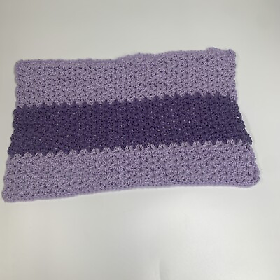 #ad Lap Baby Afghan Blanket Throw Dark Light Purple Handmade Crocheted 17”X 12” Doll $13.98