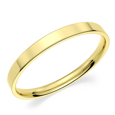 #ad Solid 10K Yellow Gold 2mm Comfort Fit Men Women Flat Wedding Band Ring $54.75