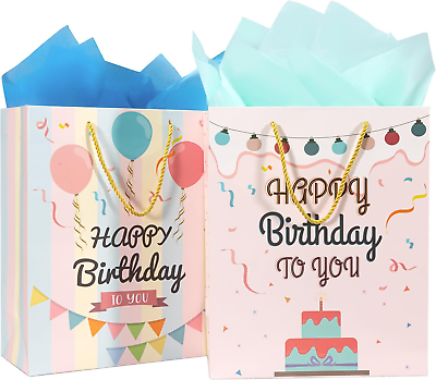 #ad #ad 13quot; Birthday Gift Bag 2 Pack Large Birthday Gift Bags Balloon Gift Bag with Ti $11.36