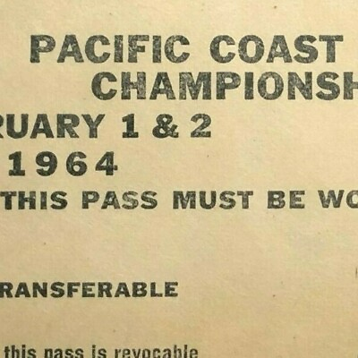 #ad Vintage Pacific Coast Divisional Championship Race Pass Ticket Feb 1 amp; 2 1964 $12.99