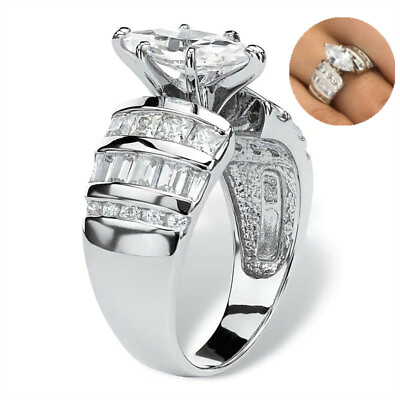 #ad Fashion Women Marquise Cut Cubic Zircon 925 Silver Filled Rings Wedding Jewelry C $3.64