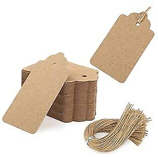 #ad 150PCS Kraft Paper Gift Tags with Strings，Brown Blank Tags Hanging Labels for $8.98