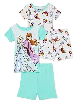 #ad Pajama Girls Frozen Elsa Anna Cotton Short Sleeve Kids 2 Set Pack $17.99
