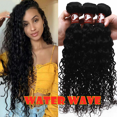 #ad 100% Brazilian Virgin Human Hair Extensions THICK Water Deep Wave 3Bundle US HOT $288.41